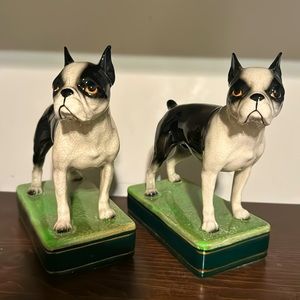 Takahashi Boston terrier book end figurines . One set ( two items)